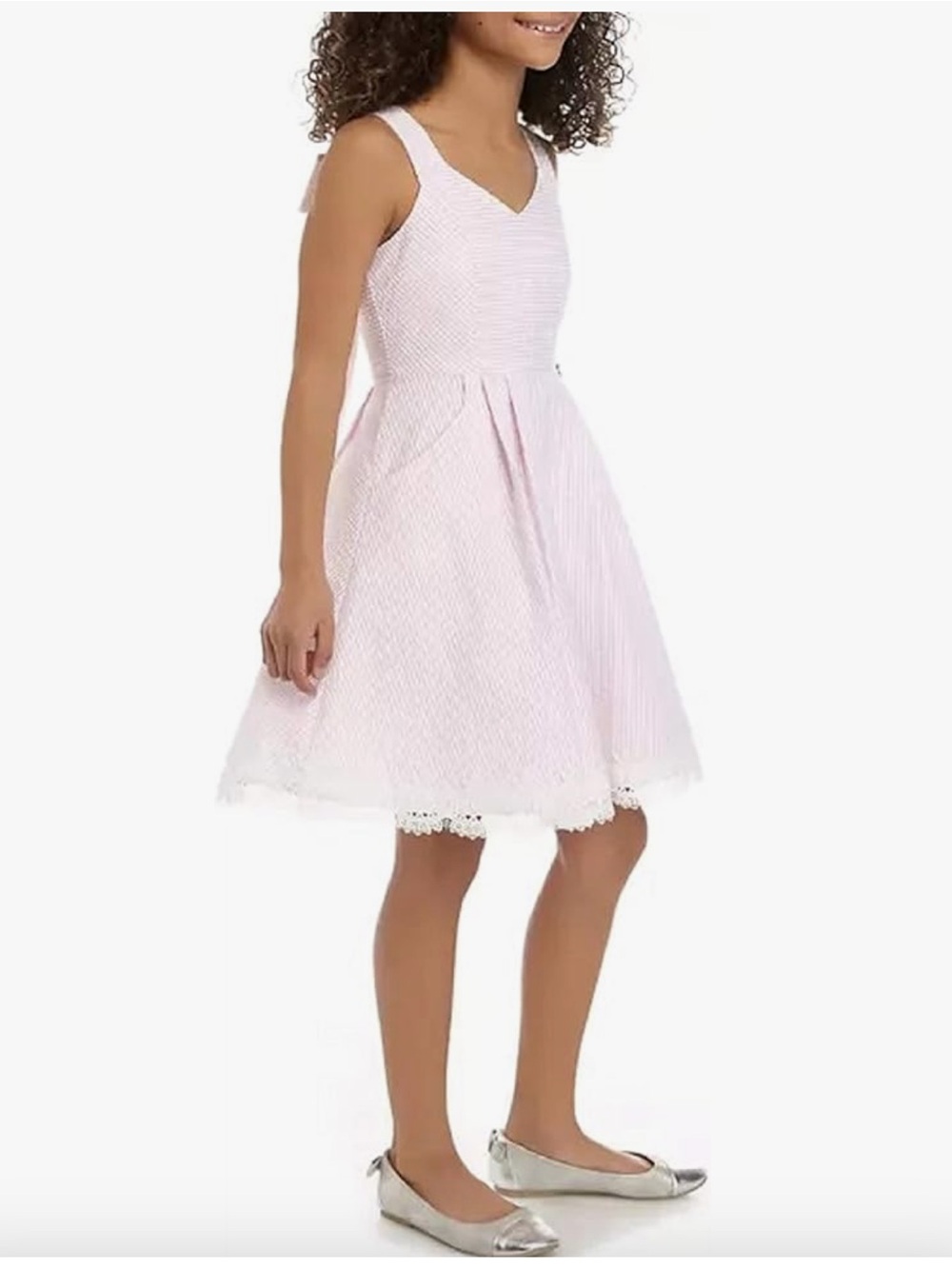 NWT Rare Editions Bow Back Seer Sucker Dress - 14, 16